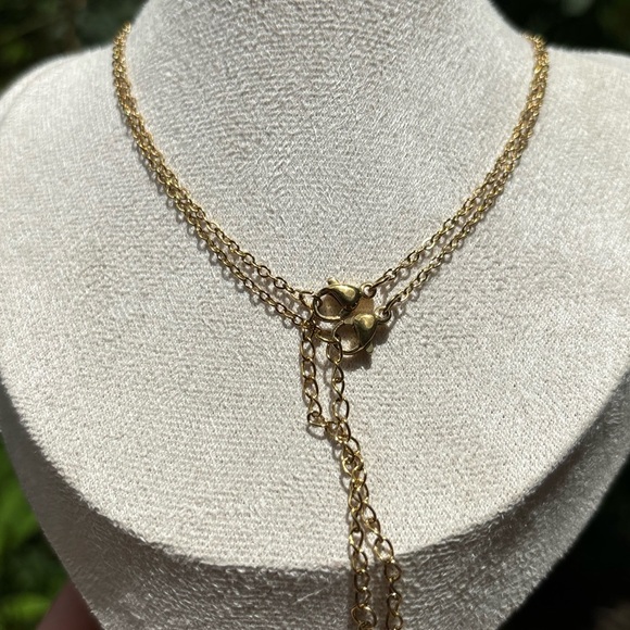 18K Gold Plated Stainless Steel 2 set Diamond Moon & Star Necklace - Picture 7 of 7